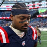 New England Patriots wide receiver Stefon Diggs leaves the field after their NFL football game against the Atlanta Falcons at Gillette Stadium, Sunday, Nov. 2, 2025 in Foxborough, Mass.