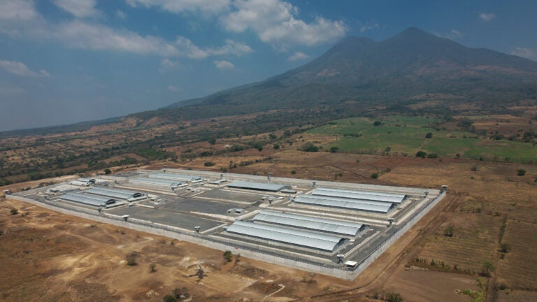A mega-prison known as Detention Center Against Terrorism (CECOT) stands in Tecoluca, El Salvador.