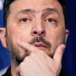 Ukraine's President Volodymyr Zelenskyy speaks during a joint news conference with President Donald Trump.