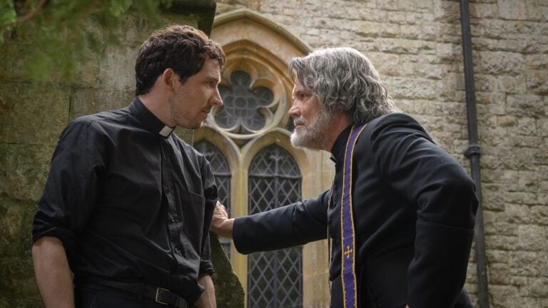 Josh O’Connor and Josh Brolin in "Wake Up Dead Man: A Knives Out Mystery. "