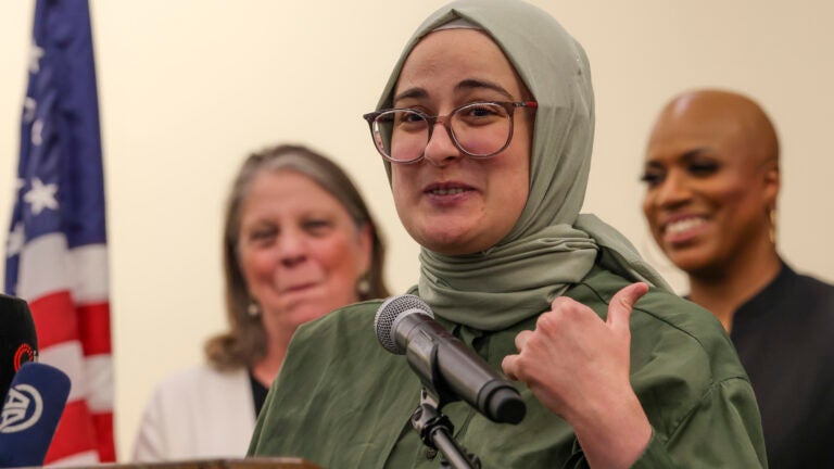 Rümeysa Öztürk speaks at a press conference May 10 after her release from ICE detention in Louisiana.