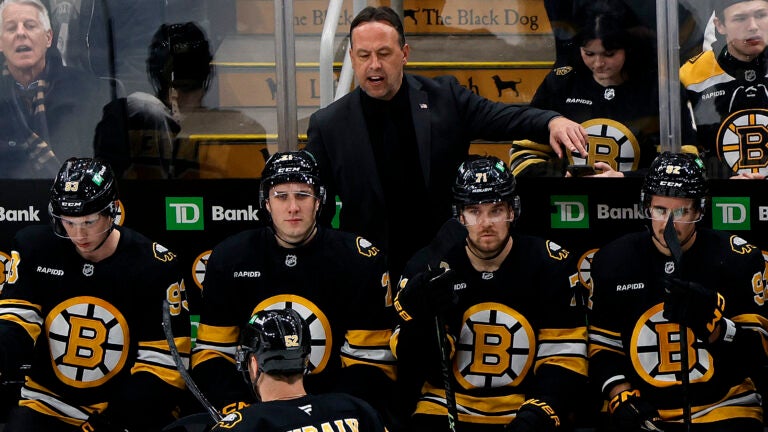 Boston Bruins head coach Marco Sturm during the 2nd period. The Boston Bruins hosted the Toronto Maple Leafs Tuesday, November 11, 2025 at TD Garden in Boston, MA.