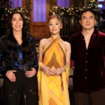 Musical guest Cher, host Ariana Grande, and cast member Bowen Yang ahead of the December 20, 2025 episode of "Saturday Night Live."