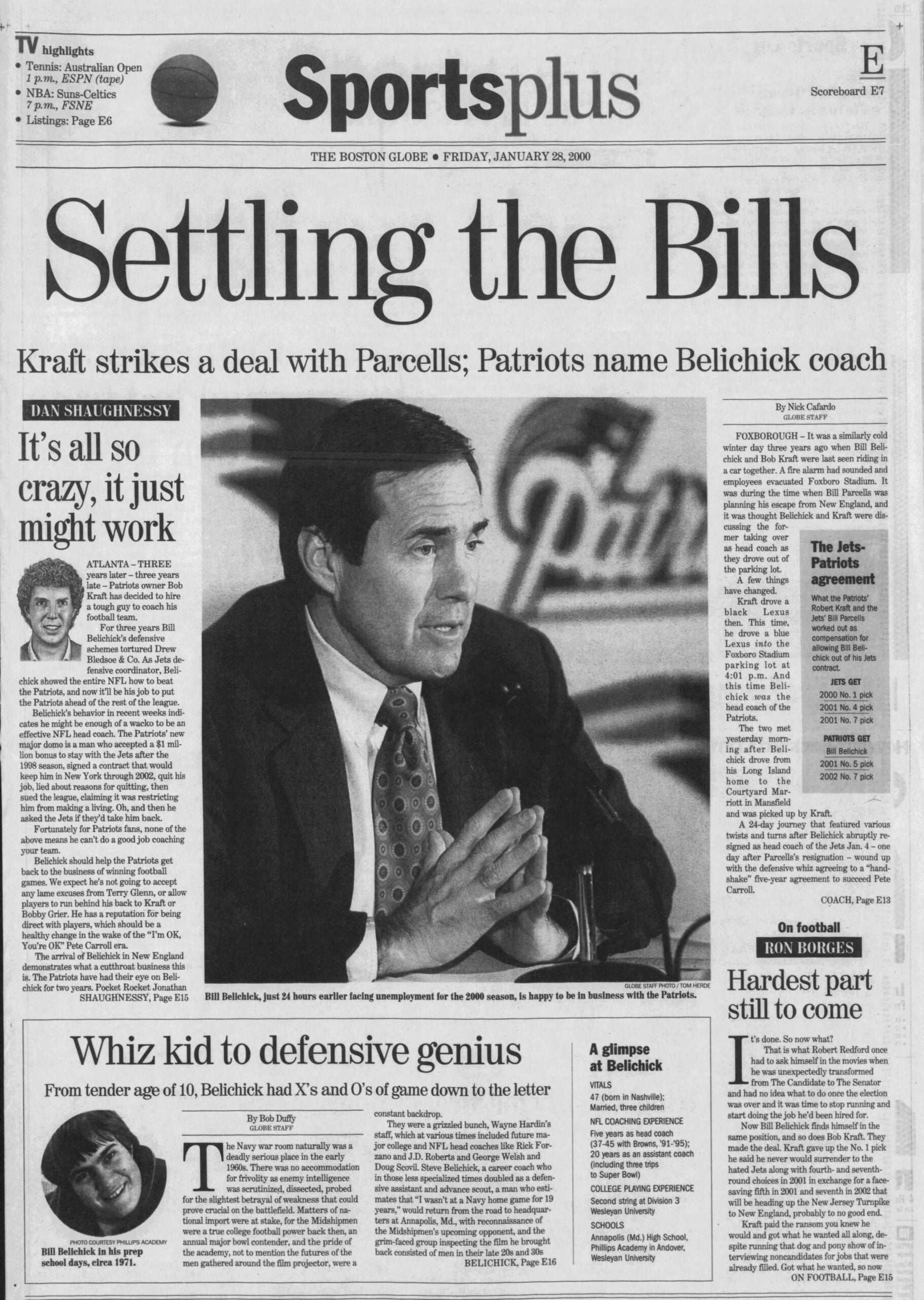 ESPN unanimously predicts Seahawks will beat Patriots in early Super Bowl LX preview插图1 2000 Patriots trade Bill Belichick Jets Boston Globe Sports