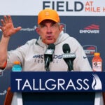 Denver Broncos head coach Sean Payton speaks during a press conference after an NFL divisional round playoff football game against the Buffalo Bills, Saturday, Jan. 17, 2026, in Denver.