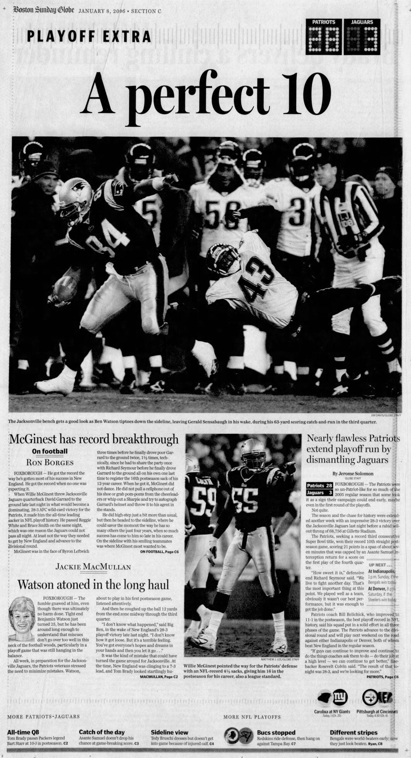 2006 Boston Globe Sports Patriots Jaguars