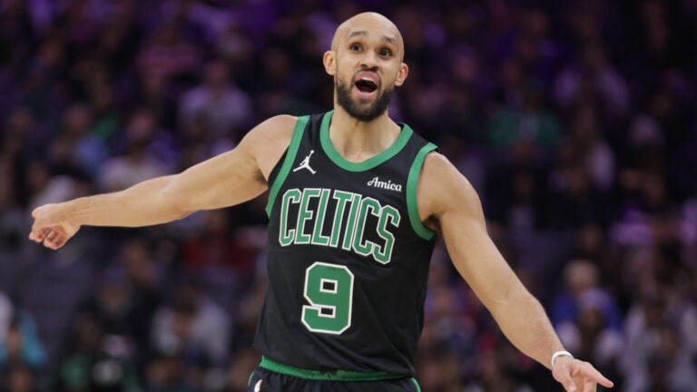 Boston Celtics guard Derrick White reacts after not getting a foul call against the Sacramento Kings during the first half of an NBA basketball game Thursday, Jan. 1, 2026, in Sacramento, Calif.