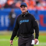 Los Angeles Chargers head coach Jim Harbaugh in the second half of an NFL football game Sunday, Jan. 4, 2026, in Denver.