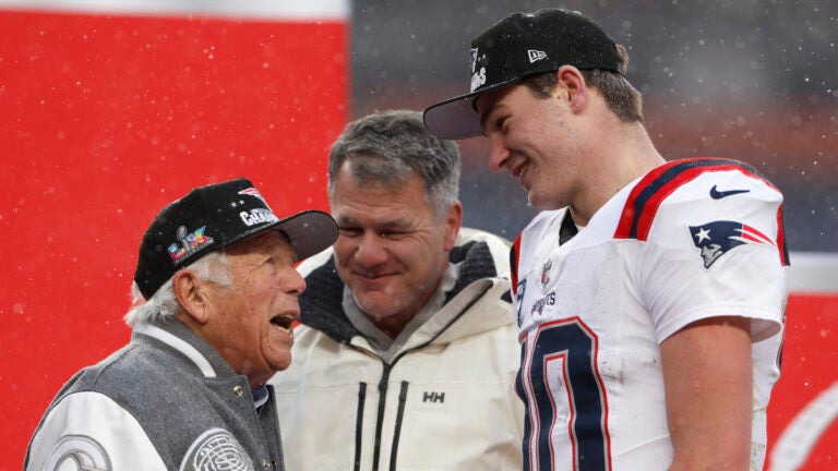 Drake Maye Robert Kraft Adam Vinatieri AFC Championship 2026