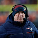 New England Patriots head coach Bill Belichick in the second half. The Patriots defeat the Broncos, 26-23, at Empower Field at Mile High.