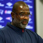 New England Patriots defensive coordinator Terrell Williams talks to reporters after practice at Gillette Stadium on Sept. 4, 2025.