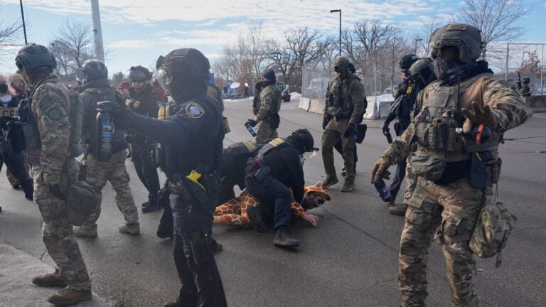 Protesters demonstrate against ICE.