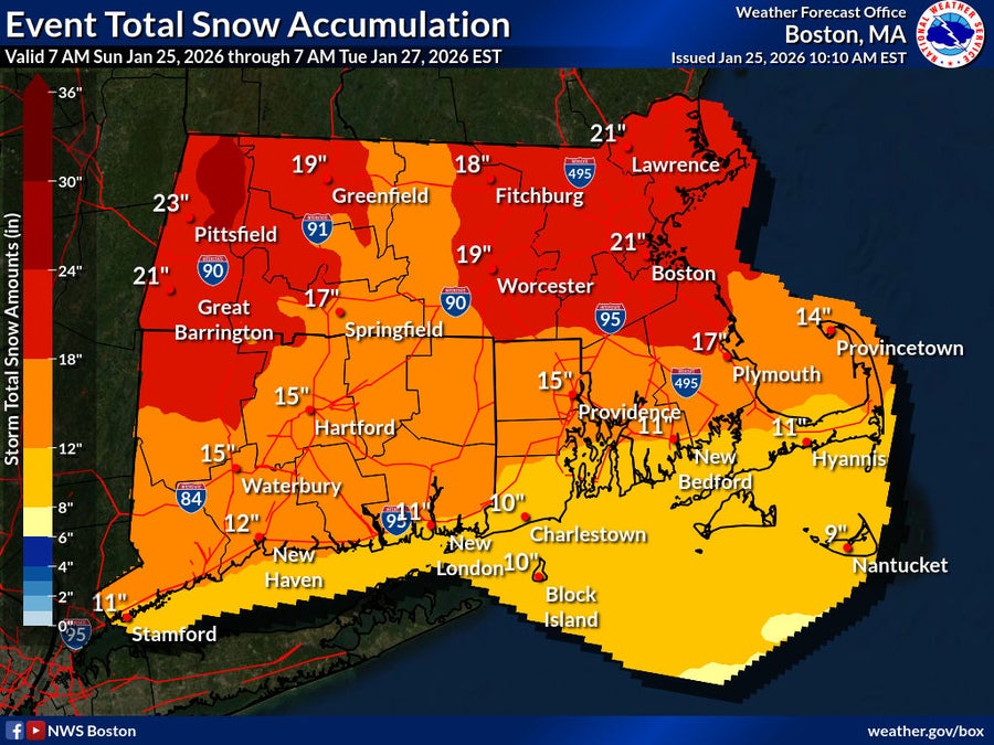 Boston MA weather: Jan. 25-26, 2026
