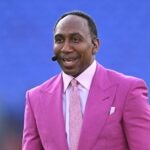 BALTIMORE, MARYLAND - SEPTEMBER 22: ESPN Broadcaster Stephen A. Smith reacts before the game between the Baltimore Ravens and the Detroit Lions at M&T Bank Stadium on September 22, 2025 in Baltimore, Maryland.