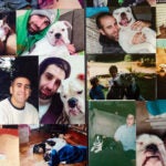 A collage of family photos of TJ Kimball and his dogs over the years.