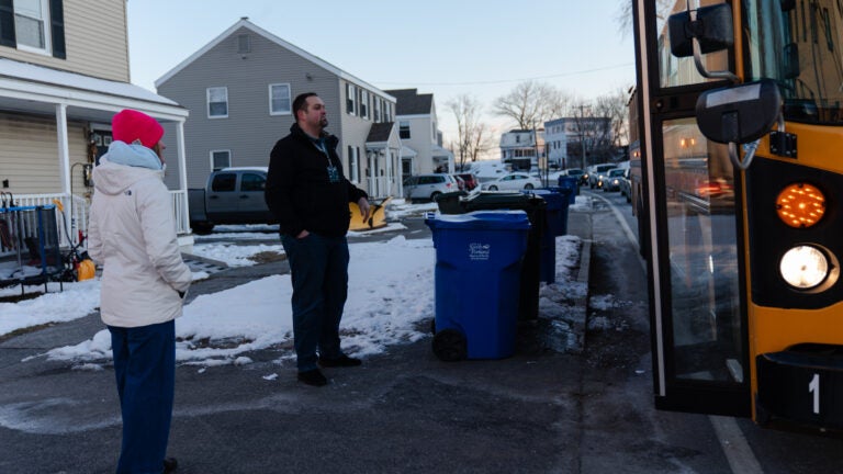 Two middle school teachers participating in a neighborhood watch.