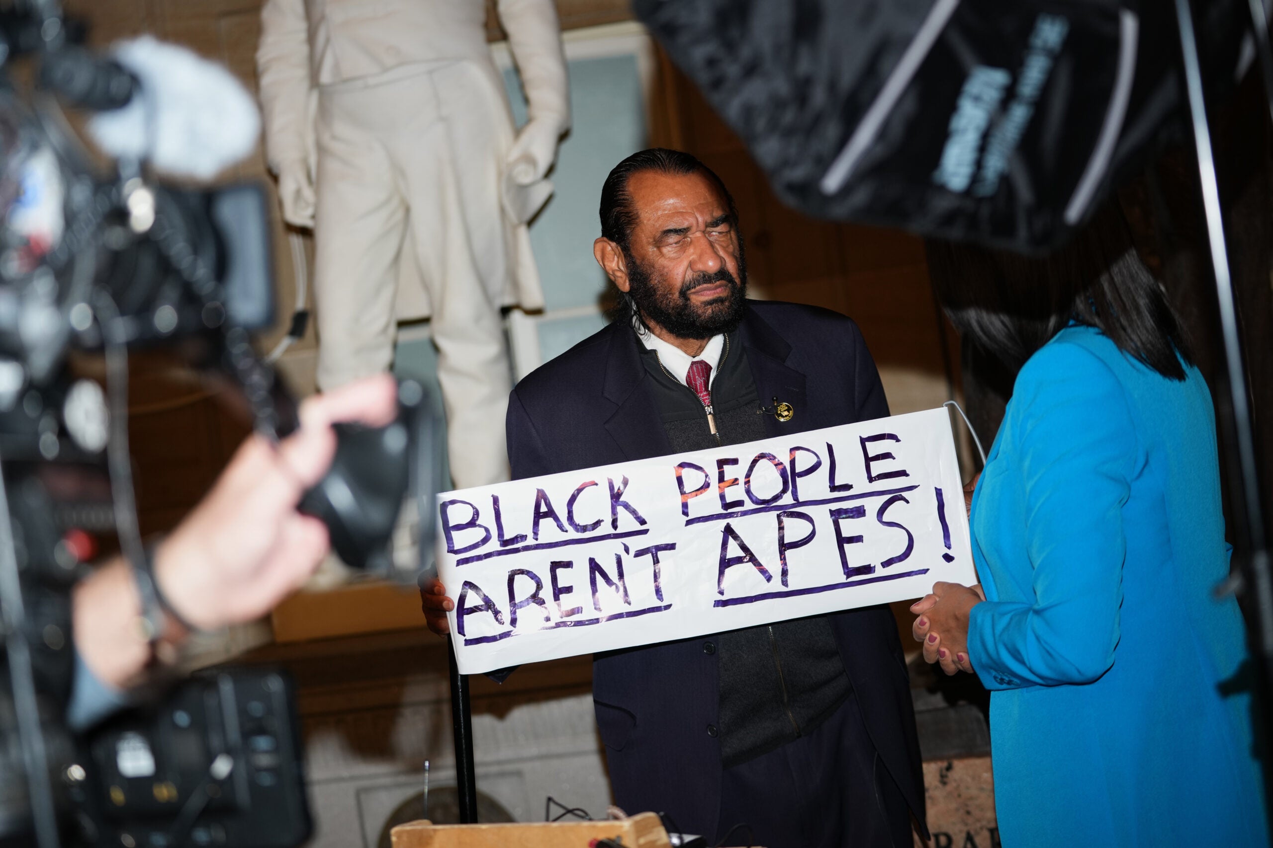Rep. Al Green, D-Texas, speaks to the press.