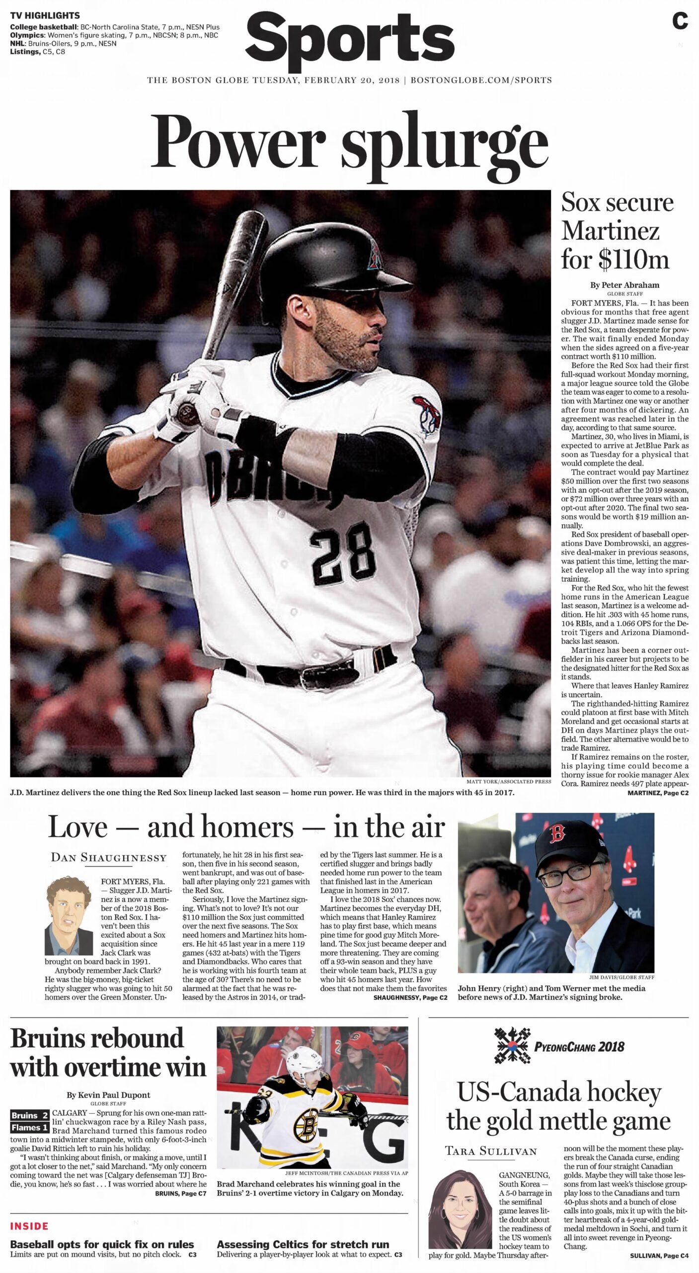 JD Martinez Red Sox Globe sports 2018