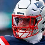 New England Patriots offensive tackle Will Campbell (66) during warmups. The New England Patriots played the Miami Dolphins at Gillette Stadium on Jan. 4, 2026.