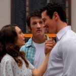 Elizabeth Olsen, Miles Teller and Callum Turner in "Eternity," now streaming on Apple TV.