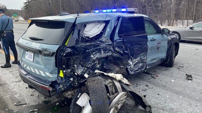 State trooper is seriously injured after cruiser hit in Salisbury