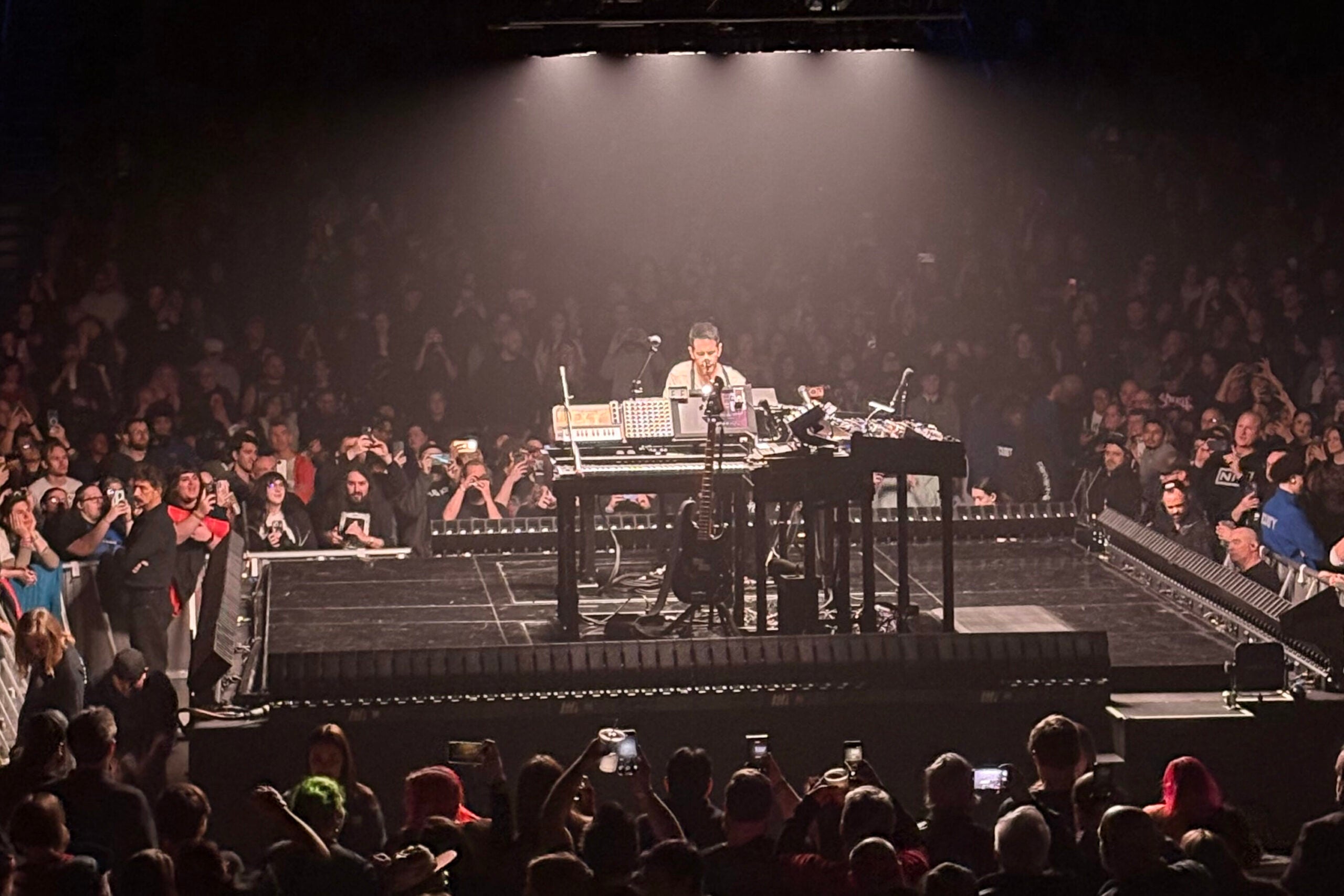 Nine Inch Nails frontman Trent Reznor performs at TD Garden in Boston on Feb. 13, 2026.