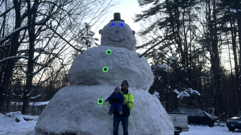 A father in Shirley built a 20-foot snowman for his daughter