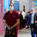 New England Patriots wide receiver Mack Hollins arrives to the stadium for the NFL Super Bowl 60 football game, Sunday, Feb. 8, 2026, in Santa Clara, Calif.