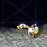 Maynard fire and police crews rescue a stranded dog from the frigid waters of Mill Pond.