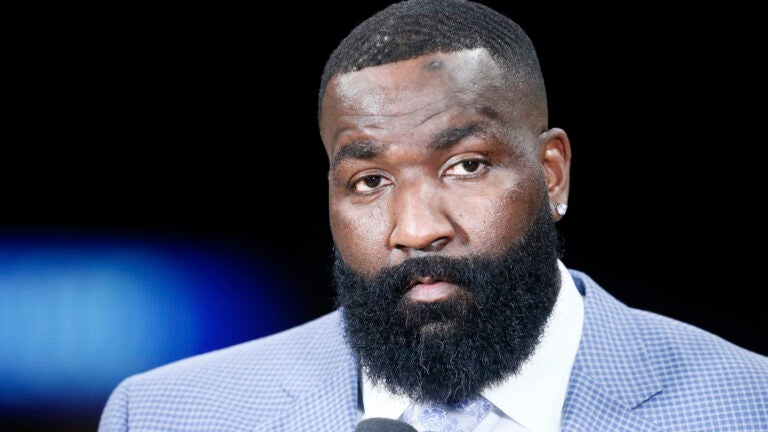 A close up shot of Kendrick Perkins on court before the LA Clippers game against the Los Angeles Lakers on December 25, 2019 at STAPLES Center in Los Angeles, California.