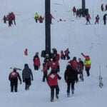 Nearly 60 stranded skiers had to be rescued from a malfunctioning lift Thursday.