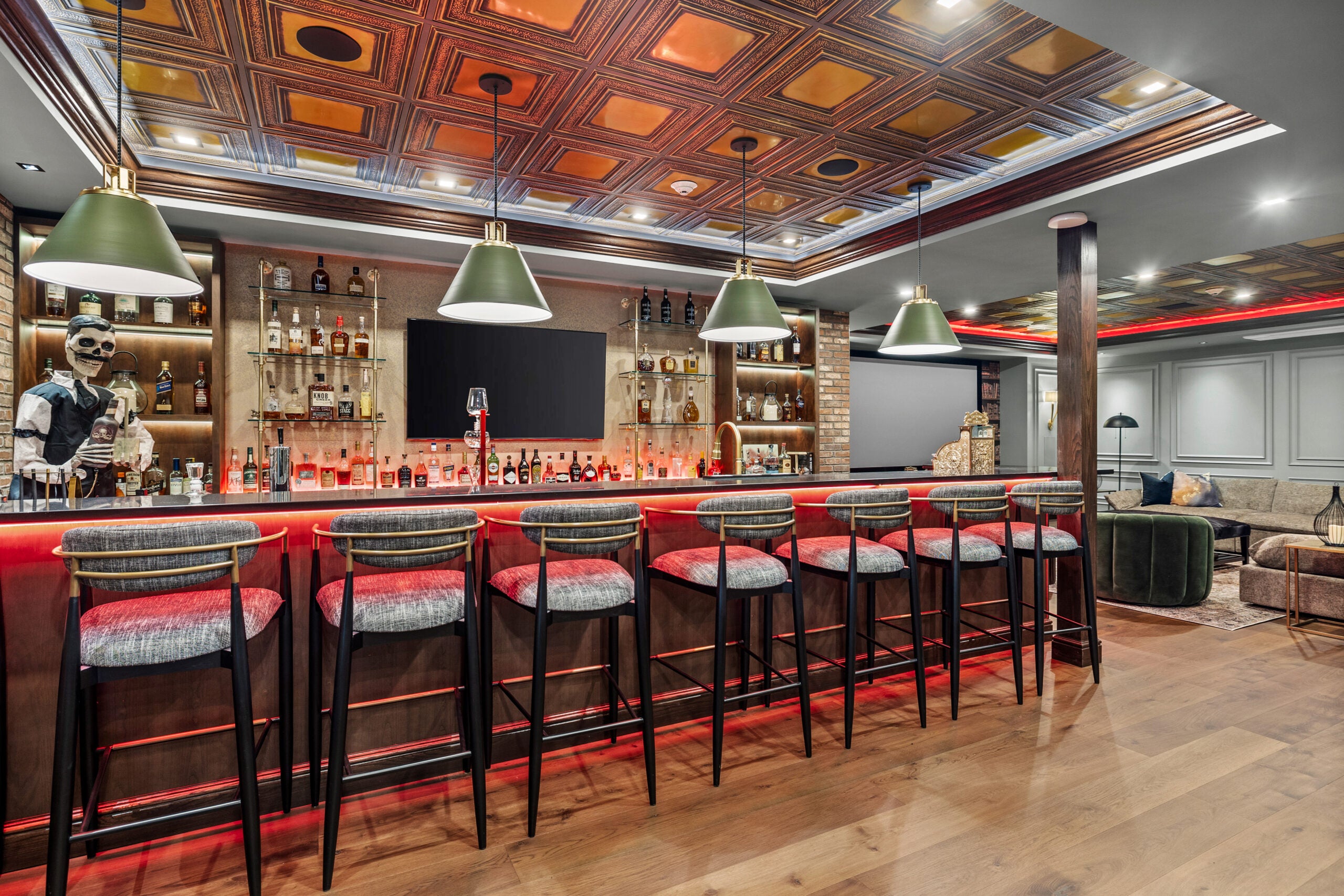 boston.com - Megan Johnson - The basement of this $4.7 m Lynnfield home known for its holiday decor is like a private club