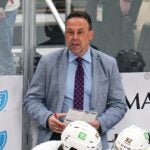 Boston Bruins head coach Marco Sturm stands behind his bench during overtime of an NHL hockey game against the Pittsburgh Penguins in Pittsburgh, Sunday, March 8, 2026.