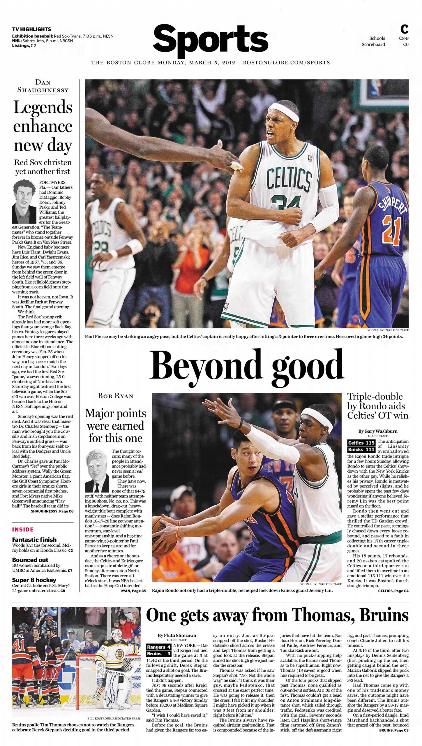 Celtics Knicks Boston Globe Sports 2012