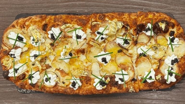 CeCarre pizza topped with caviar and gold