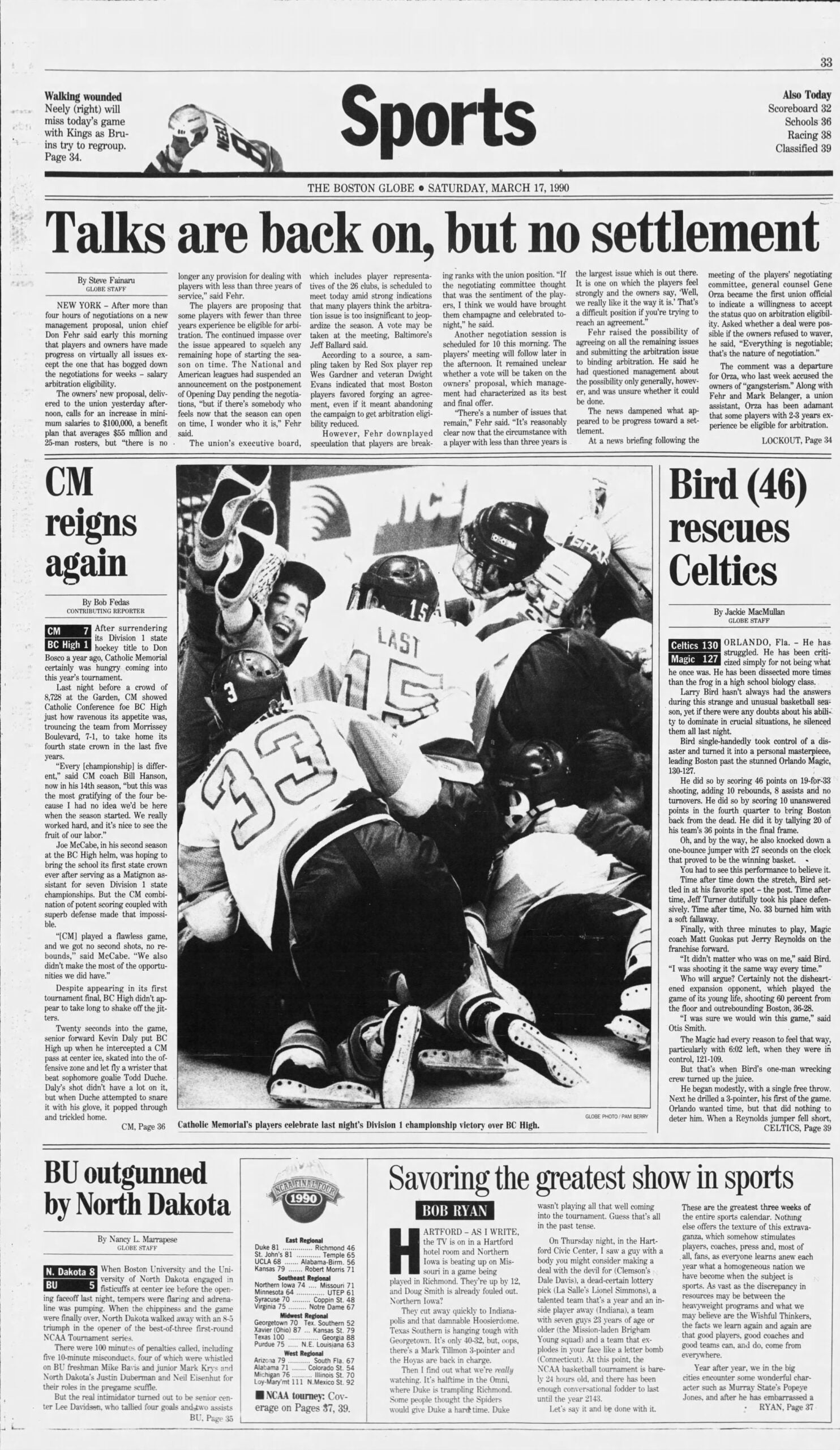 Larry Bird Celtics Boston Globe Sports 1990