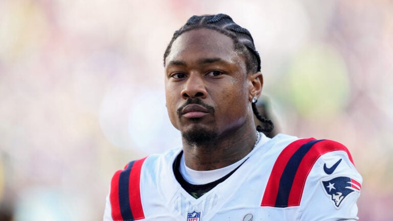 New England Patriots wide receiver Stefon Diggs walks off the field before the NFL Super Bowl 60 football game against the Seattle Seahawks, Sunday, Feb. 8, 2026, in Santa Clara, Calif.