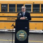 Chicopee Mayor John Vieau introduces the safety program at a press conference Feb. 25.