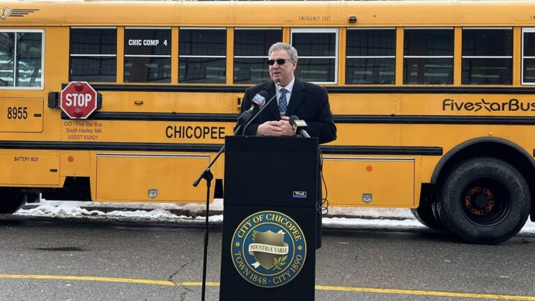 Chicopee Mayor John Vieau introduces the safety program at a press conference Feb. 25.