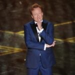 Host Conan O'Brien appears during the Oscars on Sunday, March 15, 2026, at the Dolby Theatre in Los Angeles.
