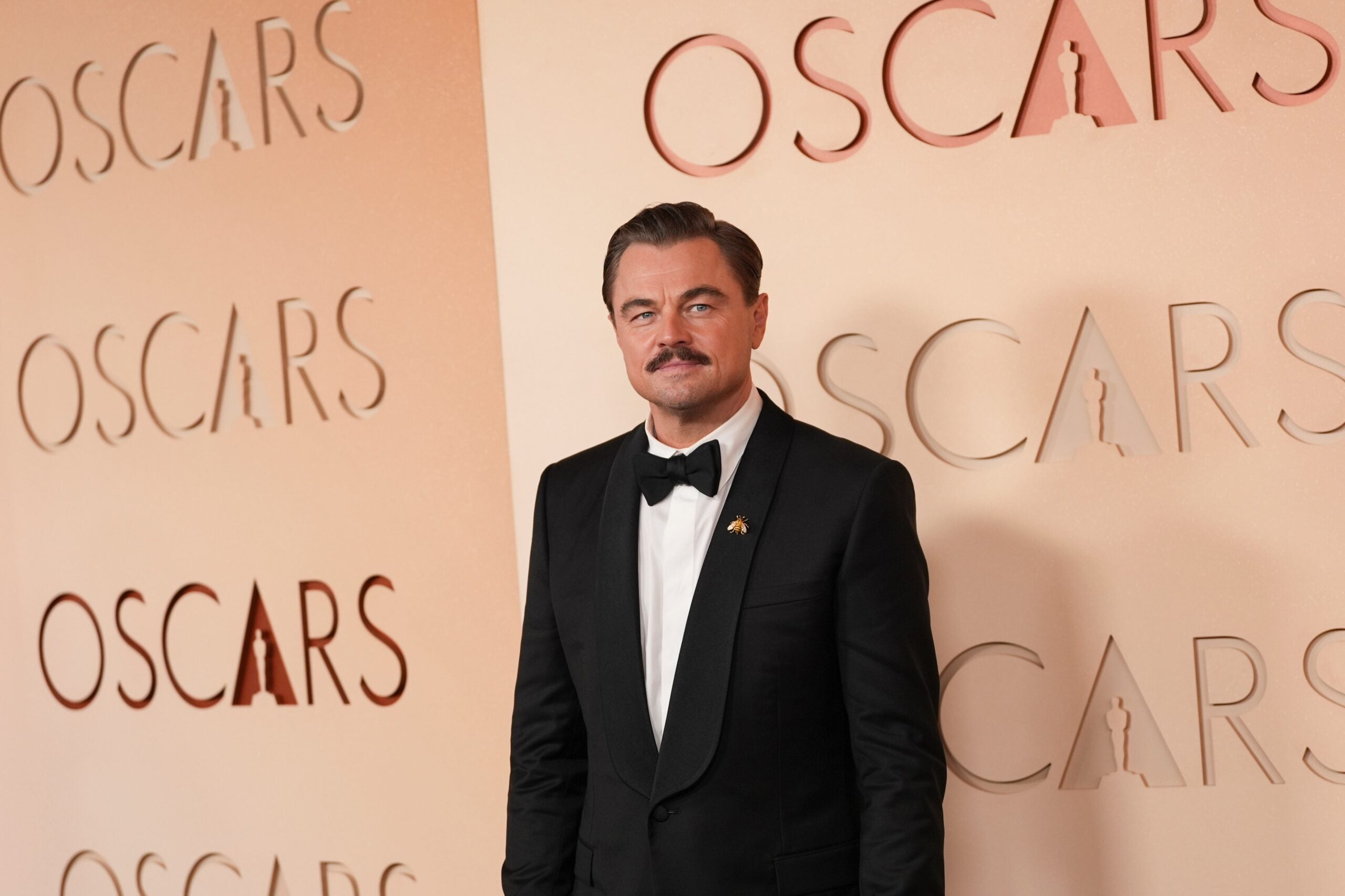 Leonardo DiCaprio arrives at the Oscars on Sunday, March 15, 2026, at the Dolby Theatre in Los Angeles.