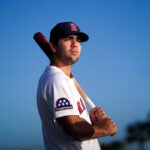 Boston Red Sox third baseman Marcelo Mayer (11) poses for a photo on picture day. Day 8 of Boston Red Sox Spring Training at Jet Blue Park in Fort Myers, FL.