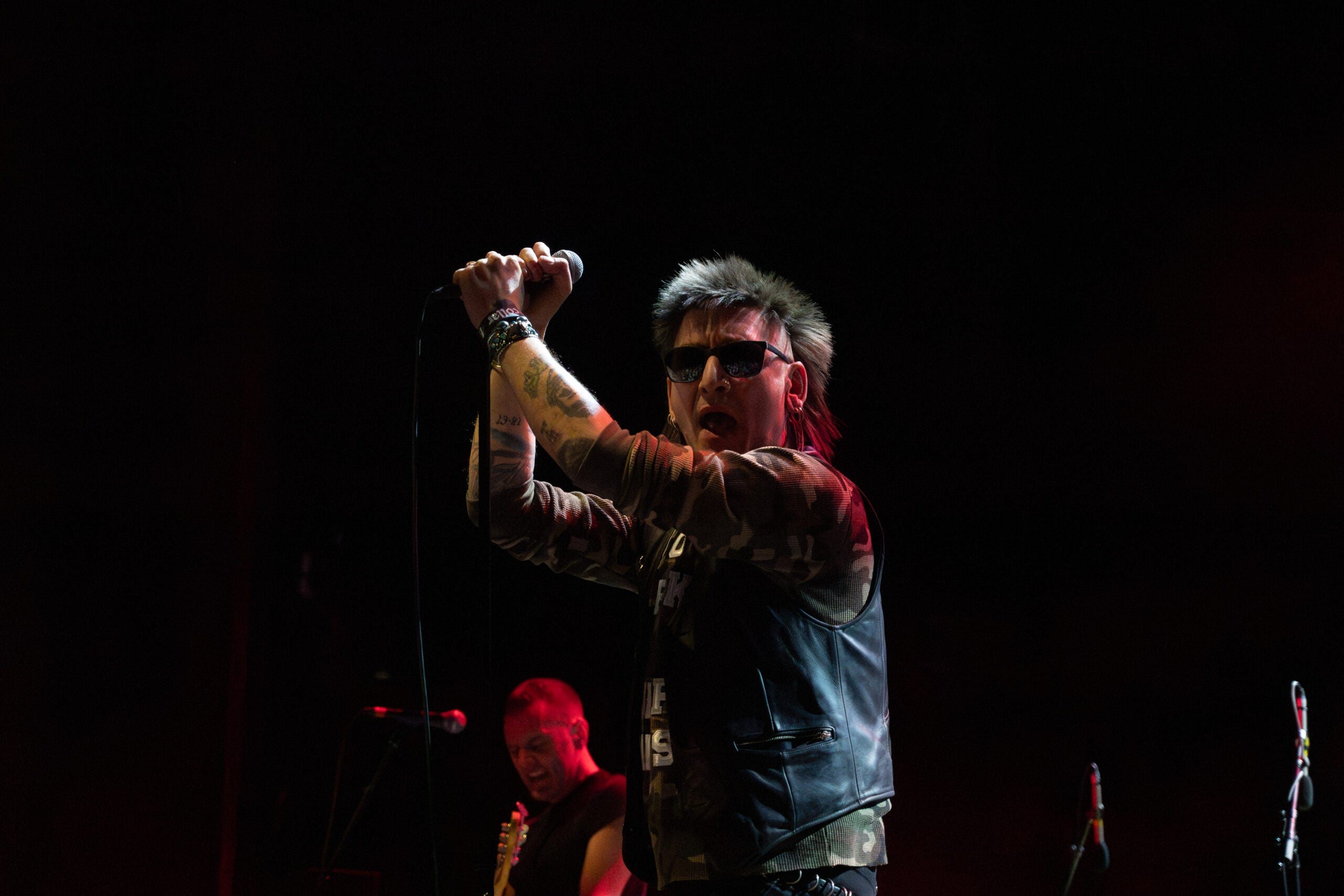 McGandy stares down the camera during The Vigilantes' performance.