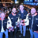 Boston sports legends, from left, 3x Patriots Super Bowl Champion Julian Edelman, Celtics guard Derrick White, Bruins Hall of Famer Zdeno Chara and Red Sox pitcher Garrett Crochet cheers to the launch of their beers brewed in collaboration with Samuel Adams at the Our City. Our Beer." Launch Event on Saturday, April 4, 2026 at Banners Kitchen & Tap in Boston.