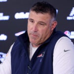 New England Patriots head coach Mike Vrabel speaks during an NFL football press conference, Tuesday, April 21, 2026, in Foxborough, Mass.