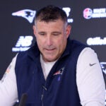 New England Patriots head coach Mike Vrabel speaks during an NFL football press conference, Tuesday, April 21, 2026, in Foxborough, Mass.