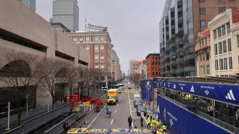Numerous parking restrictions and "no stopping" zones are in store Monday to make way for the Boston Marathon.