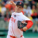 Boston Red Sox starting pitcher Sonny Gray (54) delivers a pitch against the Detroit Tigers during first inning MLB action at Fenway Park on Monday April 20, 2026.