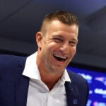The New England Patriots signed former Patriots Rob Gronkowski to a one-day contract so he could retire as a Patriot in a cermony at Gillette Stadium. He laughs out loud as he speaks.