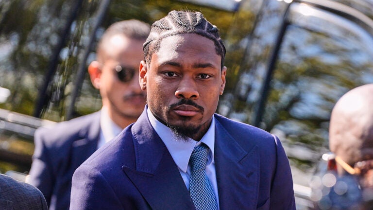 Former New England Patriots wide receiver Stefon Diggs arrives at Norfolk County District Court.